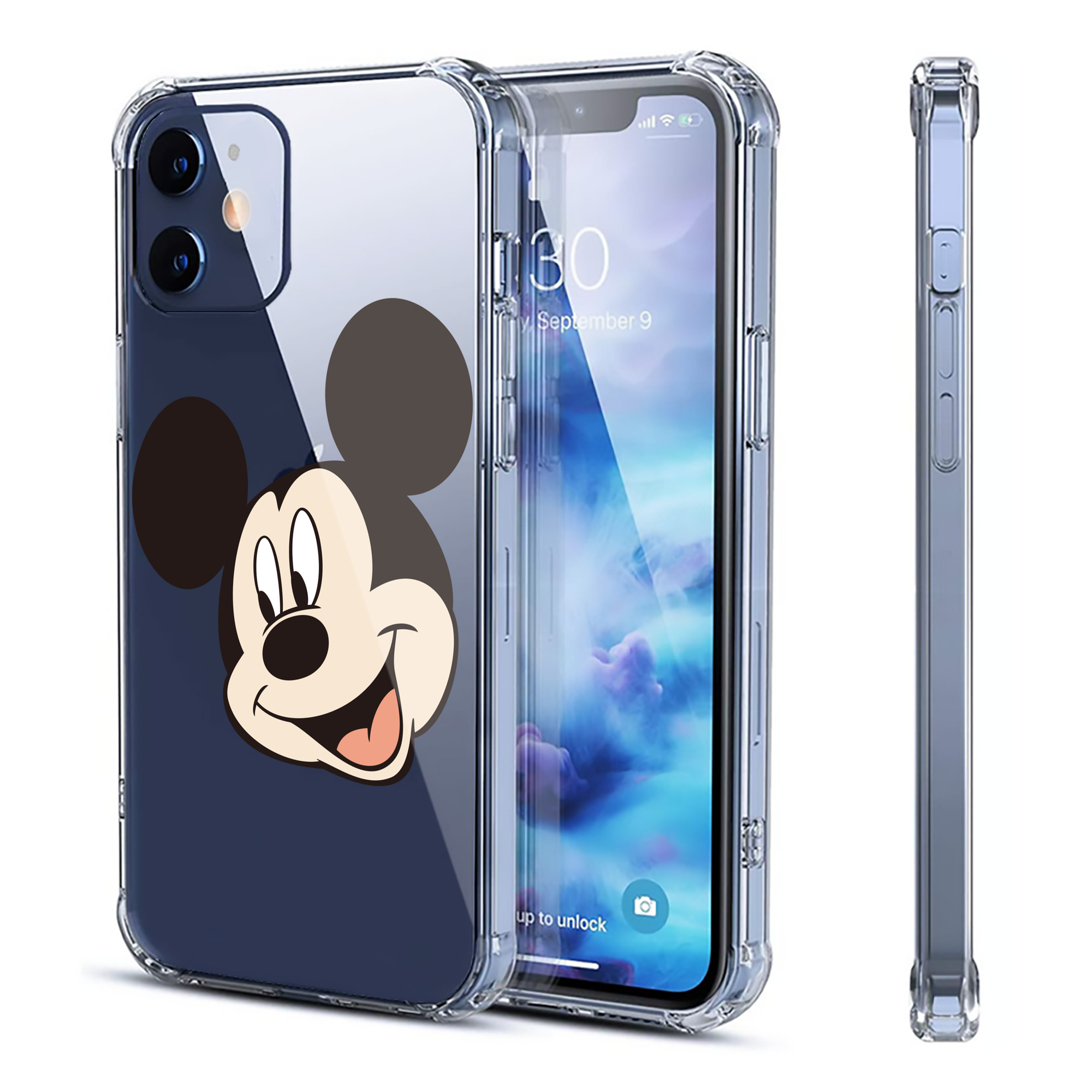 （画像用） ミッキーマウス Mickey Mouse 【iPhone 12シリーズ対応】透明スマホケース（クリアソフトケース）